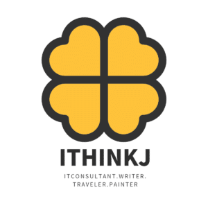 ithinkj.com 로고, 노란색이 입혀진 클로버
